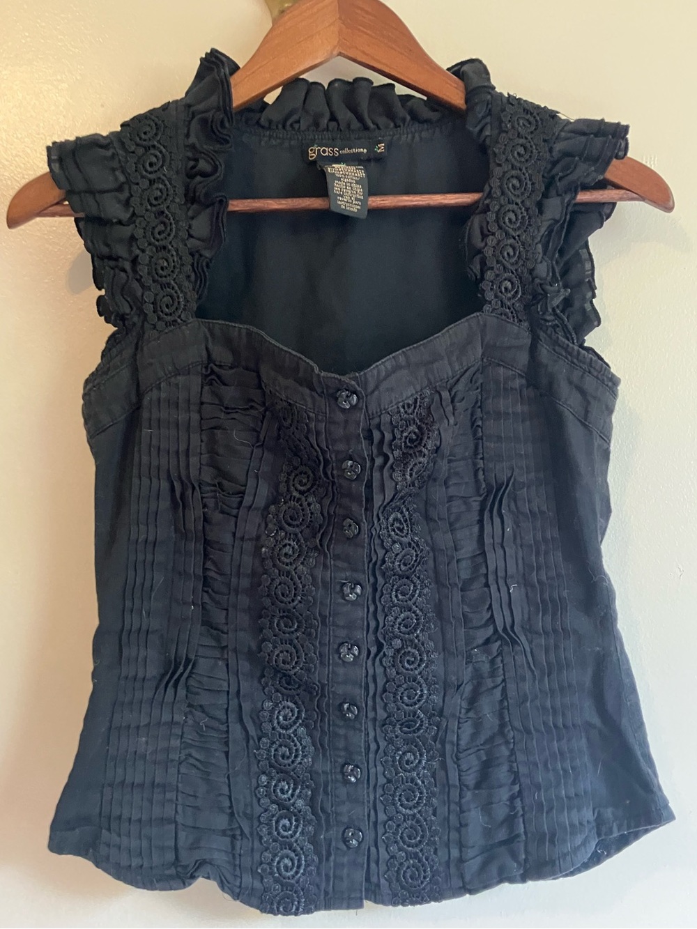 Grass Collection Black Cotton Sleeveless Top